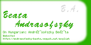 beata andrasofszky business card